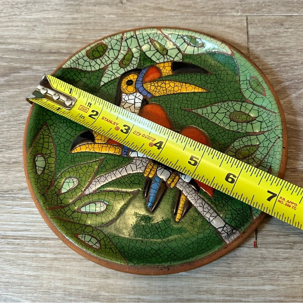 Toucan Birds Brazilian Terra Cotta Crackle Glaze 9.5